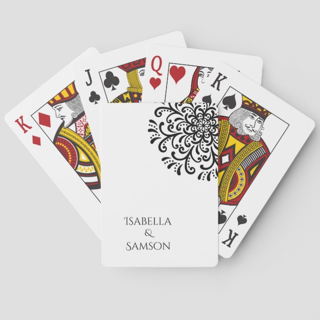 Jeu De Cartes Mariage Whimsical noir et blanc (dos)