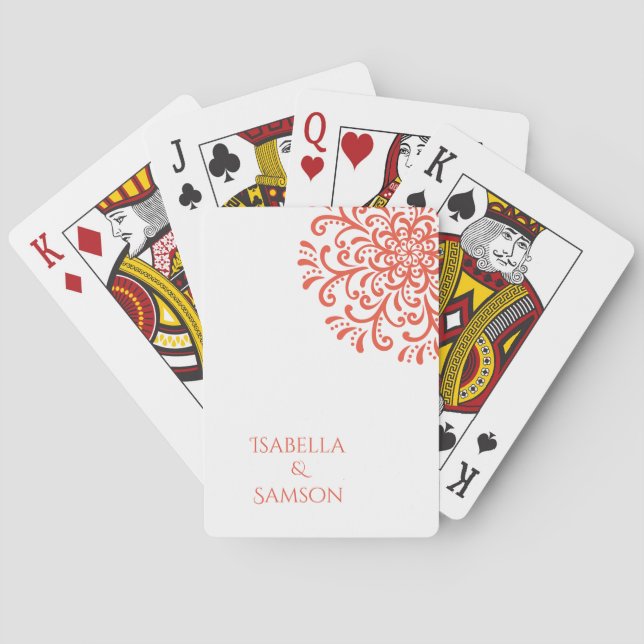 Jeu De Cartes Mariage Whimsical Orange Rouge (dos)