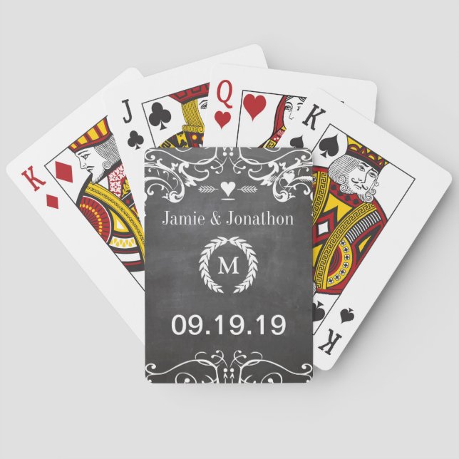 Jeu De Cartes Mariages à la typographie de tableau noir (dos)