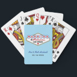 Jeu De Cartes Marié dans Fabulous Las Vegas Mariage Monogramme<br><div class="desc">Cette coutume unique et amusante "Marié dans Fabulous Las Vegas" mariage faveur cartes de jeu comprend un monogramme des noms de la mariée et du marié et des dates de mariage et un arrière - plan bleu clair. Couleurs design noir,  blanc,  rouge,  bleu,  jaune et gris.</div>