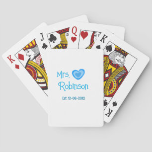 Jeu De Cartes Mariée à être Mme ajouter nom date coeur bleu wate