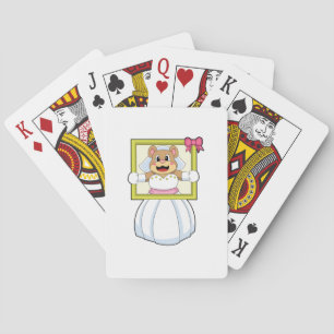 Jeu De Cartes Mariée Ourse avec robe de mariée & cadre photo.p