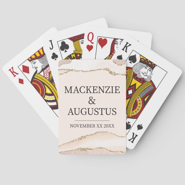 Jeu De Cartes Mariés Ivory Agate & Gold Glitter Mariage (dos)