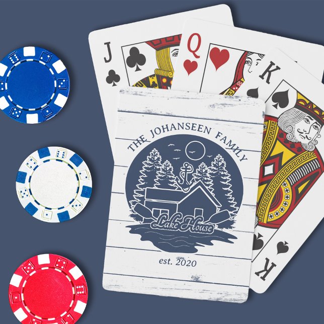 Jeu De Cartes Marine Bleu Blanc Russe Bois Lac Maison Nom de fam (Créateur téléchargé)