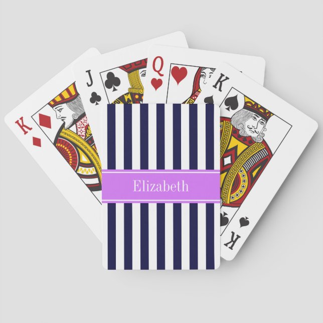 Jeu De Cartes Marine Bleu Bleu Blancs Nom Lilac (dos)