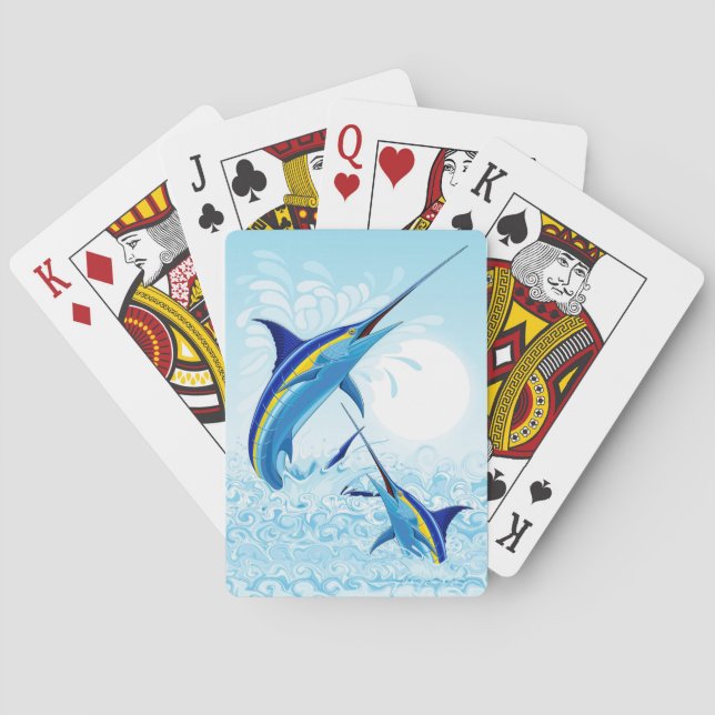 Jeu De Cartes Marlin Bleu Jaillissant de l'Océan (dos)