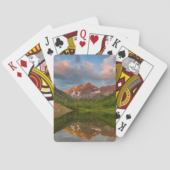 Jeu De Cartes Maroon Bells se reflètent dans le lac Maroon calme (dos)
