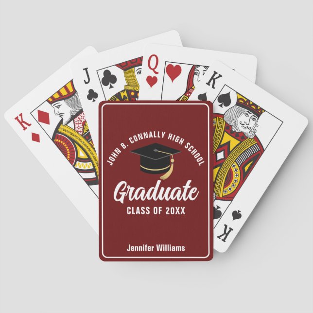 Jeu De Cartes Maroon White Graduate Custom 2025 Graduation Party (dos)