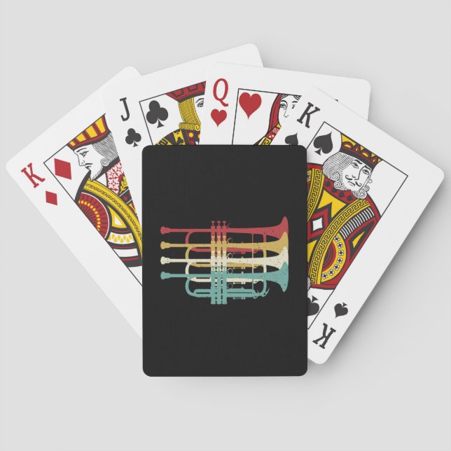 Jeu De Cartes Marquage Bande Trumpet Player Retro Design (dos)