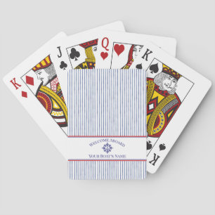 Jeu De Cartes Marque de nom de bateau à monogramme à rayure côti