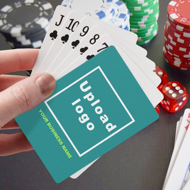 Jeu De Cartes Marque turquoise Green Business sur les cartes de  (Teal green business brand on playing cards)