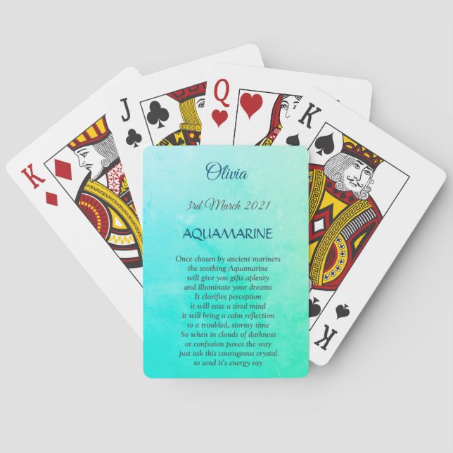 Jeu De Cartes Mars Birthstone Aquamarine design (dos)