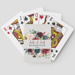 Jeu De Cartes Marsala et faveur l'épousant personnalisée florale