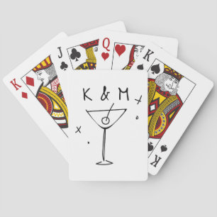 Jeu De Cartes Martini Whimsical Rétro Main Tirée Initiales Perso