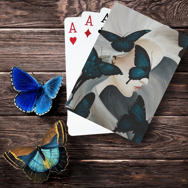 Jeu De Cartes Mascarade du Papillon Bleu Élégante Fantaisie (Créateur téléchargé)