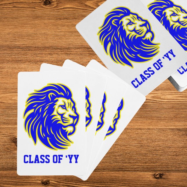 Jeu De Cartes Mascotte Lion Bleu Jaune et Blanc Parti de Graduat (Créateur téléchargé)