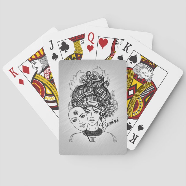 Jeu De Cartes Masque de Gémeaux Zodiaque Dame (dos)