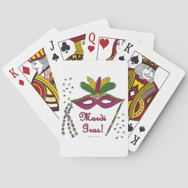 Jeu De Cartes Masque de Mardi Gras Plumes Perles (dos)
