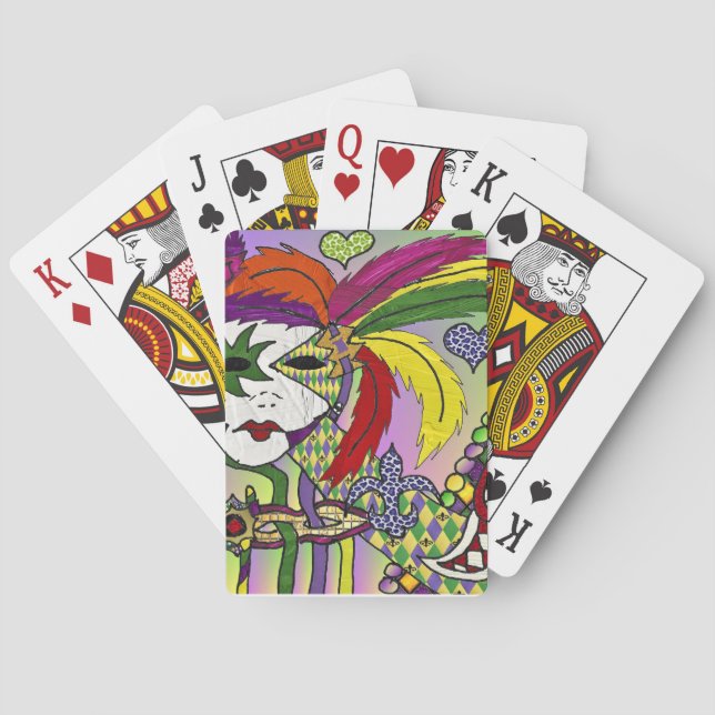 Jeu De Cartes Masque de plumes de Mardi Gras psychédélique (dos)