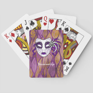 Jeu De Cartes Masque Mardi Gras Exotique Purple Personnalisé