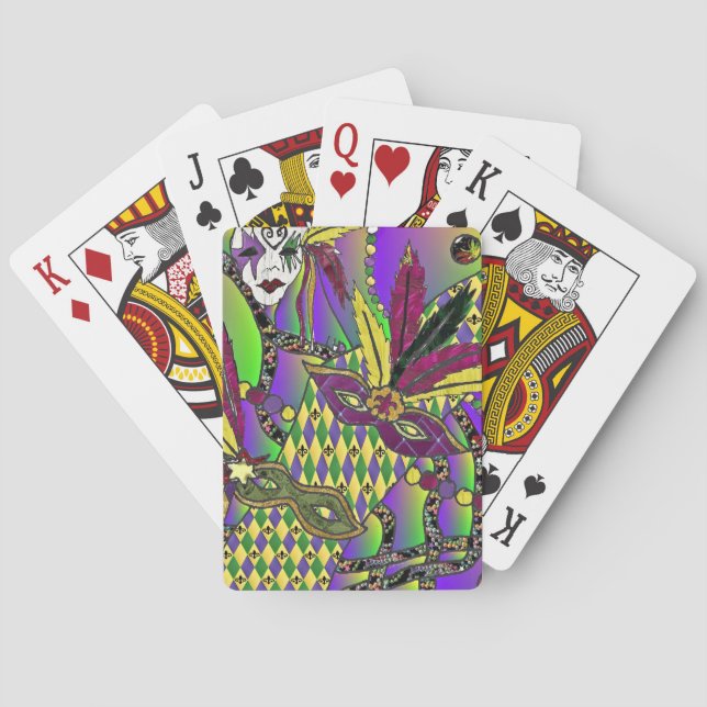 Jeu De Cartes Masques à plumes de Mardi Gras psychédéliques (dos)