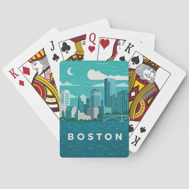 Jeu De Cartes Massachusetts Night Cityscape | Boston City (dos)