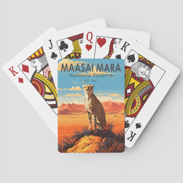 Jeu De Cartes Massai Mara Réserve nationale Cheetah Travel Art (dos)