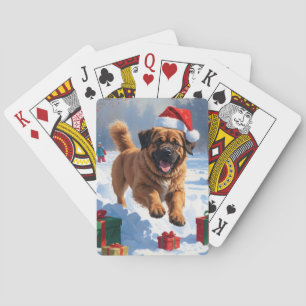 Jeu De Cartes Mastiff Tibétain Courant dans la Neige avec un Cha