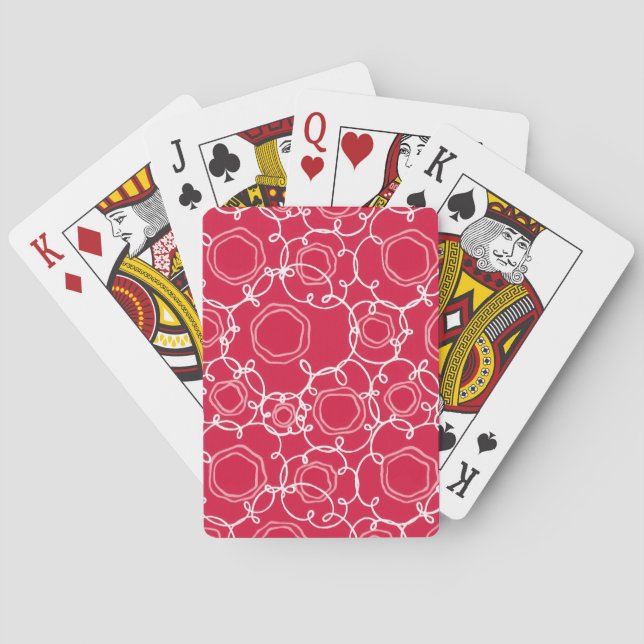 Jeu De Cartes Matrice florale abstraite (rouge) Beaux-arts (dos)