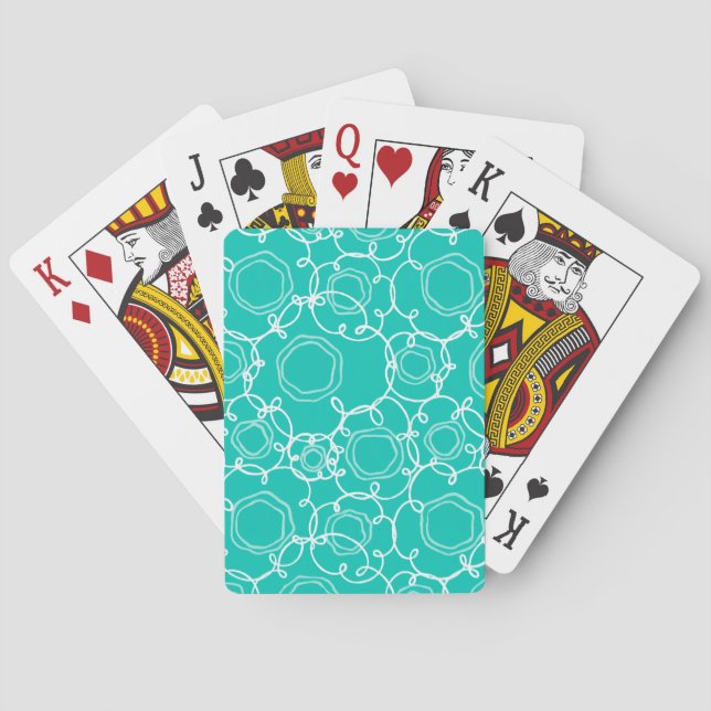 Jeu De Cartes Matrice florale abstraite (Sarcelle) Beaux-arts (dos)