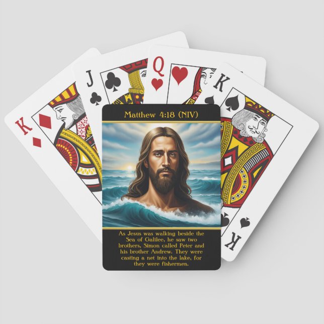 Jeu De Cartes Matthieu 4:18 Jésus Par Océan Tranquille en Aquare (dos)