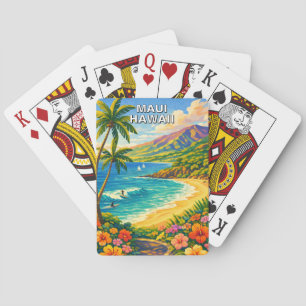 Jeu De Cartes Maui Hawaii Côte Tropicale Voyage Rétro
