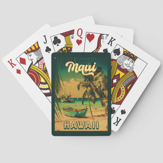 Jeu De Cartes Maui Island Hawaii Palmiers rétro 60s Souvenirs (dos)