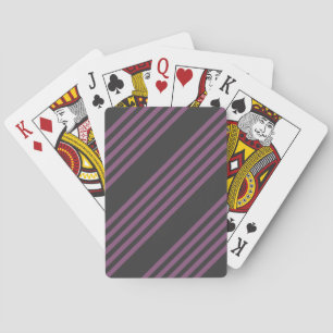Jeu De Cartes Mauve violet et charbon de bois cinq bandes motif