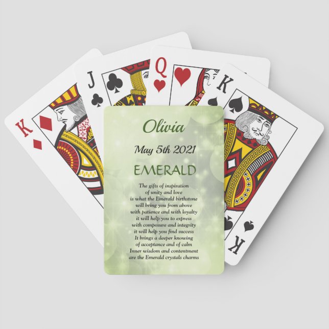 Jeu De Cartes May Birthstone Emerald design (dos)