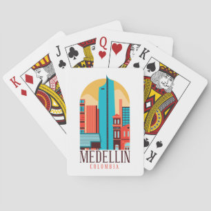Jeu De Cartes Medellin Colombie Vintage Cityscape