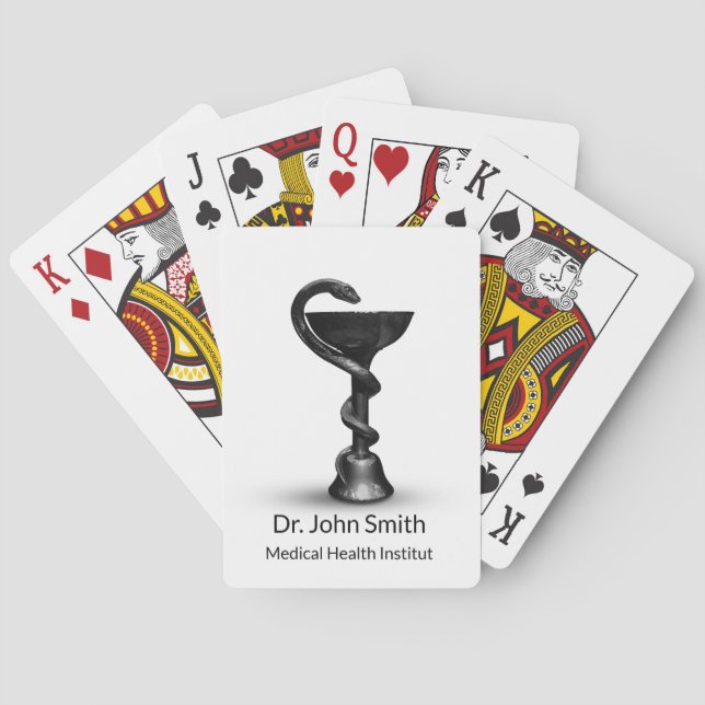 Jeu De Cartes Médicale Snake Bowl Hygieia Blanc Black Caduceus (dos)