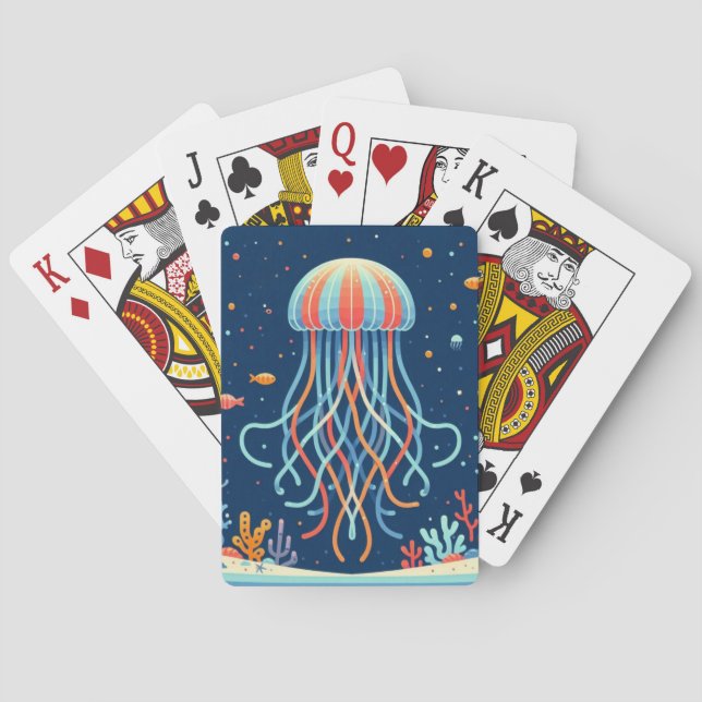 Jeu De Cartes méduse marine/plage/côtière (dos)