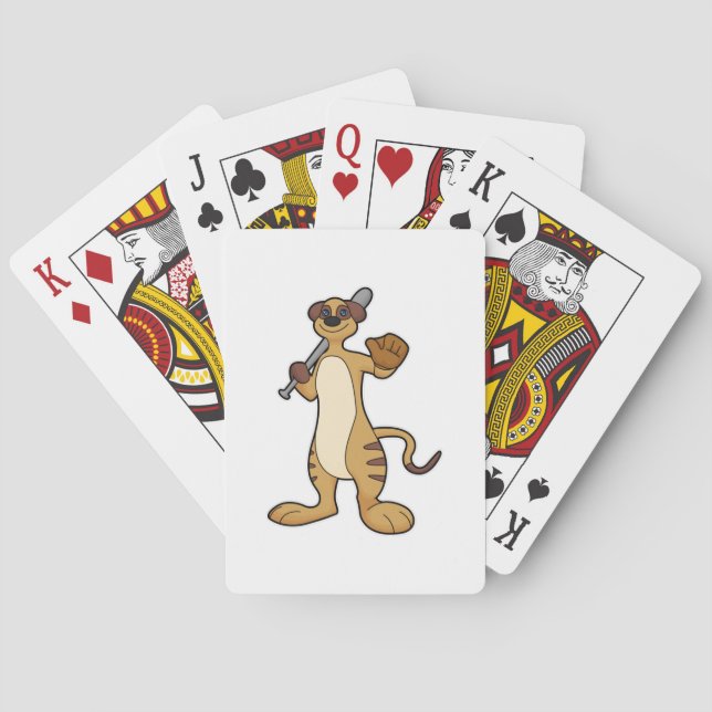 Jeu De Cartes Meerkat comme joueur de baseball avec batte de bas (dos)