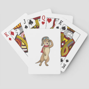 Jeu De Cartes Meerkat comme pilote avec casquette pilote