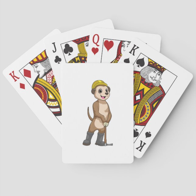 Jeu De Cartes Meerkat en tant que mineur avec Pickaxe (dos)