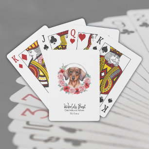 Jeu De Cartes Meilleur chien du monde maman Dachshund Florals Te