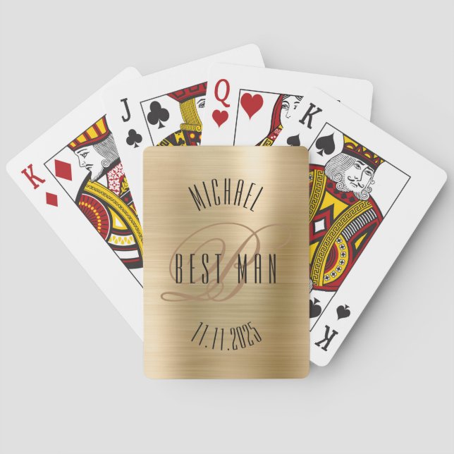 Jeu De Cartes Meilleur Homme Monogramme Mariage Jouer des cartes (dos)