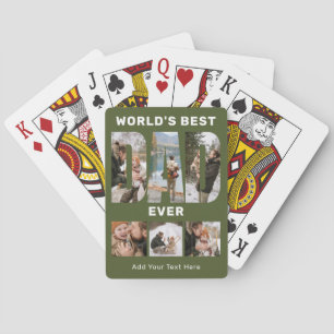 Jeu De Cartes Meilleur Papa du Monde Personnalisé 6 Photos Vert