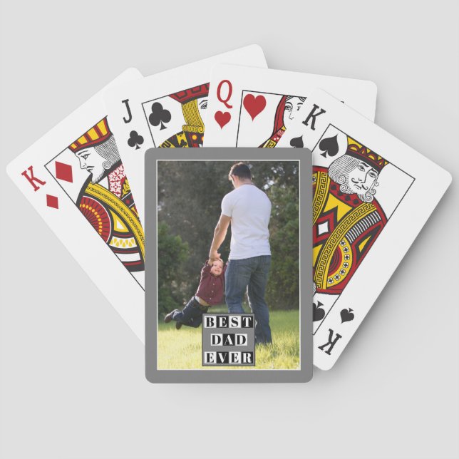 Jeu De Cartes Meilleur papa photo de Fête des pères noir et blan (dos)