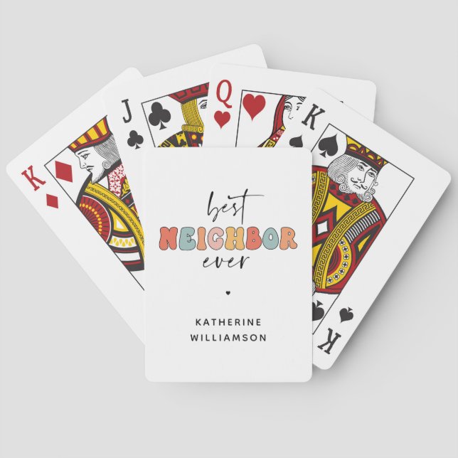Jeu De Cartes Meilleur Voisin Retro Personnalisé Jamais mignon (dos)
