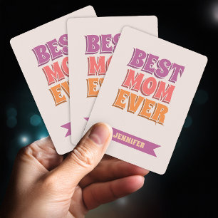 Jeu De Cartes Meilleure Maman Jamais Rétro Rose Personnalisé Nom