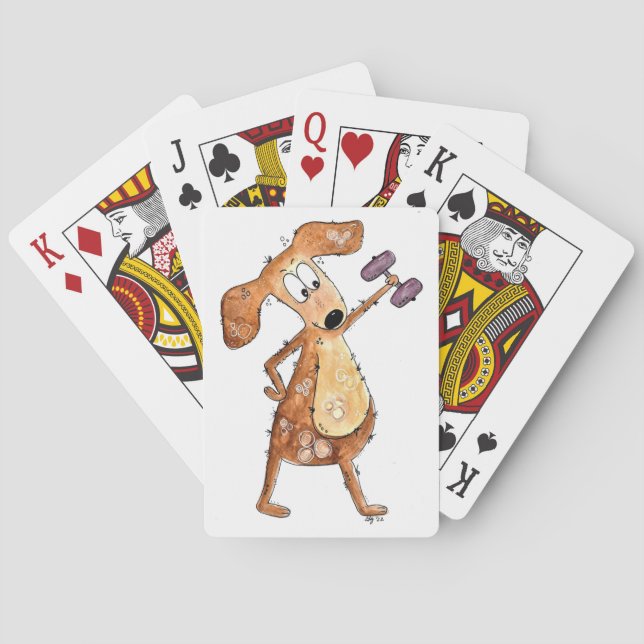 Jeu De Cartes Mélange Whimsical Brown Chien Poids de levage (dos)