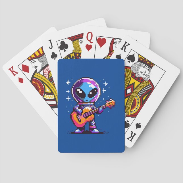 Jeu De Cartes Mélodie cosmique : Alien 8 bits avec guitare (dos)