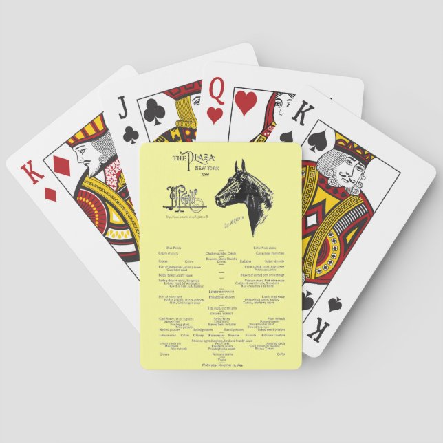 Jeu De Cartes "Menu d'hôtel de Cru-Plaza " (dos)